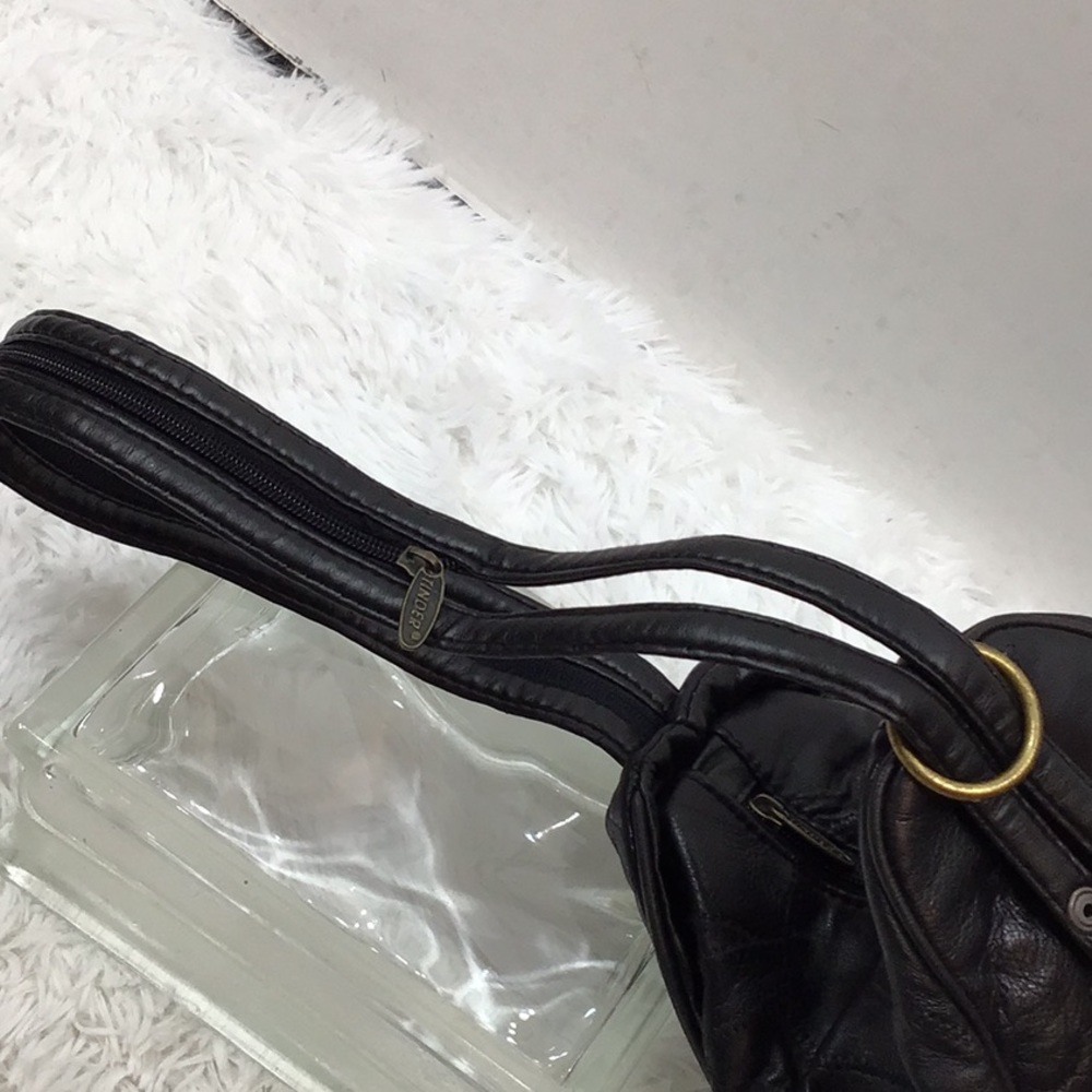 Patchwork Black Leather Convertible Backpack - image 8